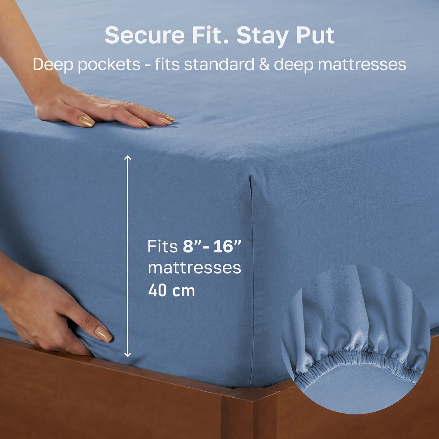 Hotel Quality Fitted sheets - 2 Piece Fitted sheets  -Breathable Bedding - Wrinkle, Fade, Stain Resistant- 26inch/40cm Deep Pocket Fitted Bed Sheet-Wrinkle and Fade Resistant,(Ocean,King)