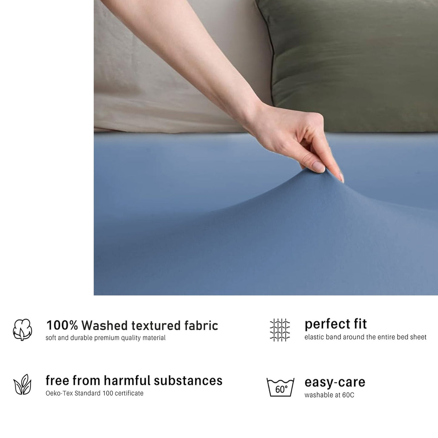 Hotel Quality Fitted sheets - 2 Piece Fitted sheets  -Breathable Bedding - Wrinkle, Fade, Stain Resistant- 26inch/40cm Deep Pocket Fitted Bed Sheet-Wrinkle and Fade Resistant,(Ocean,King)