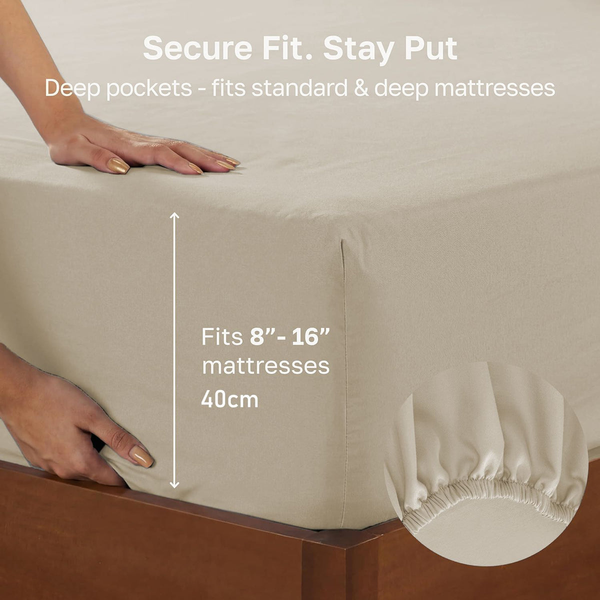 Hotel Quality Fitted sheets - 2 Piece Fitted sheets  -Breathable Bedding - Wrinkle, Fade, Stain Resistant- 26inch/40cm Deep Pocket Fitted Bed Sheet-Wrinkle and Fade Resistant,(Cream White,King)