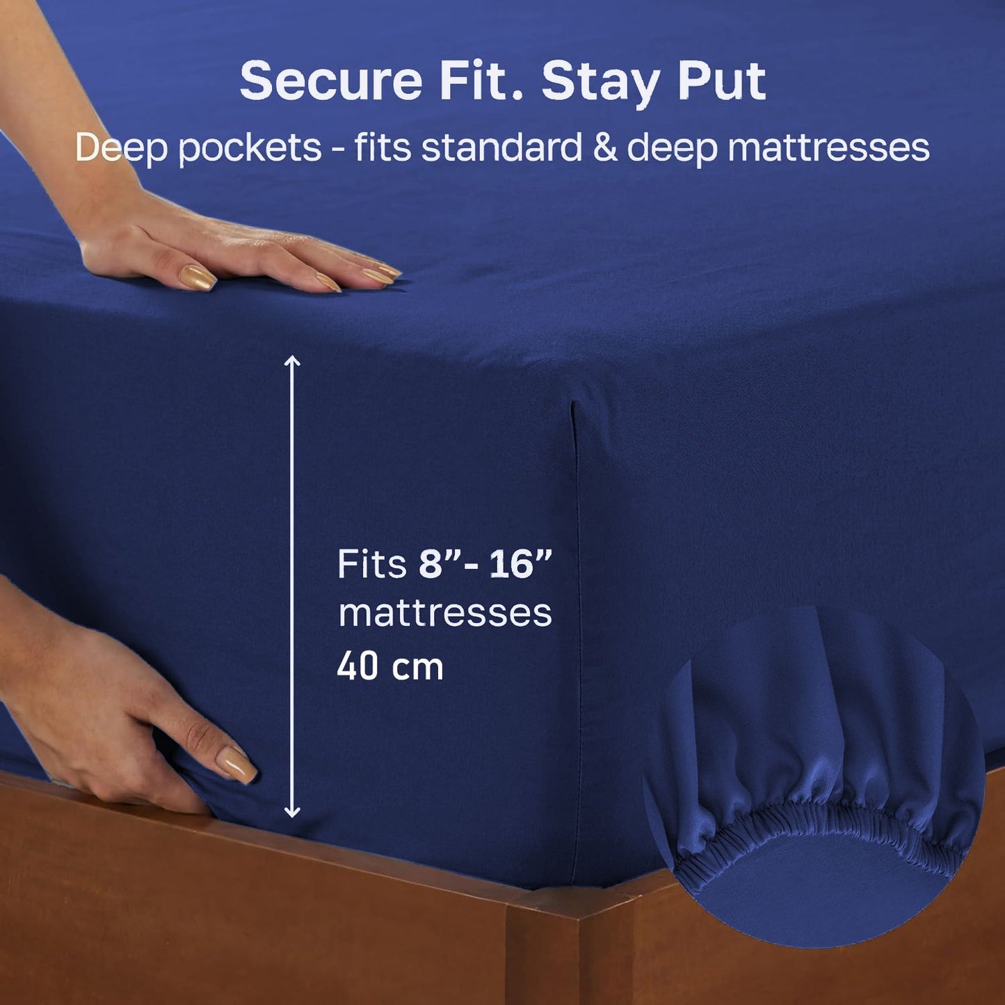 Hotel Quality Fitted sheets - 2 Piece Fitted sheets  -Breathable Bedding - Wrinkle, Fade, Stain Resistant- 26inch/40cm Deep Pocket Fitted Bed Sheet-Wrinkle and Fade Resistant,(Royal blue,King Single)