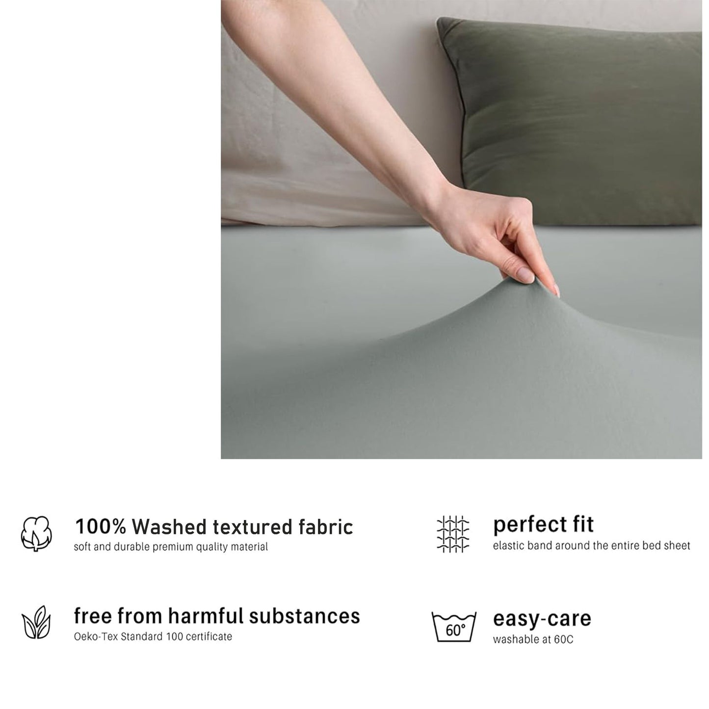 Hotel Quality Fitted sheets - 2 Piece Fitted sheets  -Breathable Bedding - Wrinkle, Fade, Stain Resistant- 26inch/40cm Deep Pocket Fitted Bed Sheet-Wrinkle and Fade Resistant,(Silver-gray,King Single)