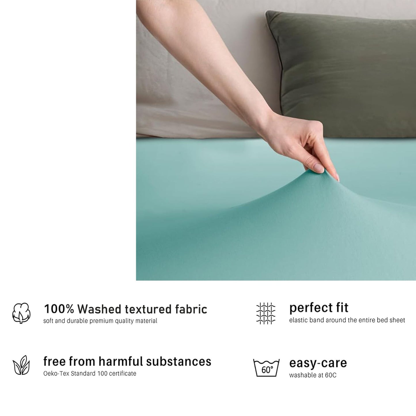 Hotel Quality Fitted sheets - 2 Piece Fitted sheets  -Breathable Bedding - Wrinkle, Fade, Stain Resistant- 26inch/40cm Deep Pocket Fitted Bed Sheet-Wrinkle and Fade Resistant,(Ice blue,Queen)