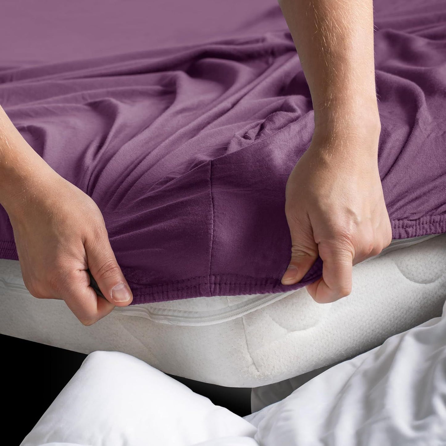 Hotel Quality Fitted sheets - 2 Piece Fitted sheets  -Breathable Bedding - Wrinkle, Fade, Stain Resistant- 26inch/40cm Deep Pocket Fitted Bed Sheet-Wrinkle and Fade Resistant,(Purple,Queen)