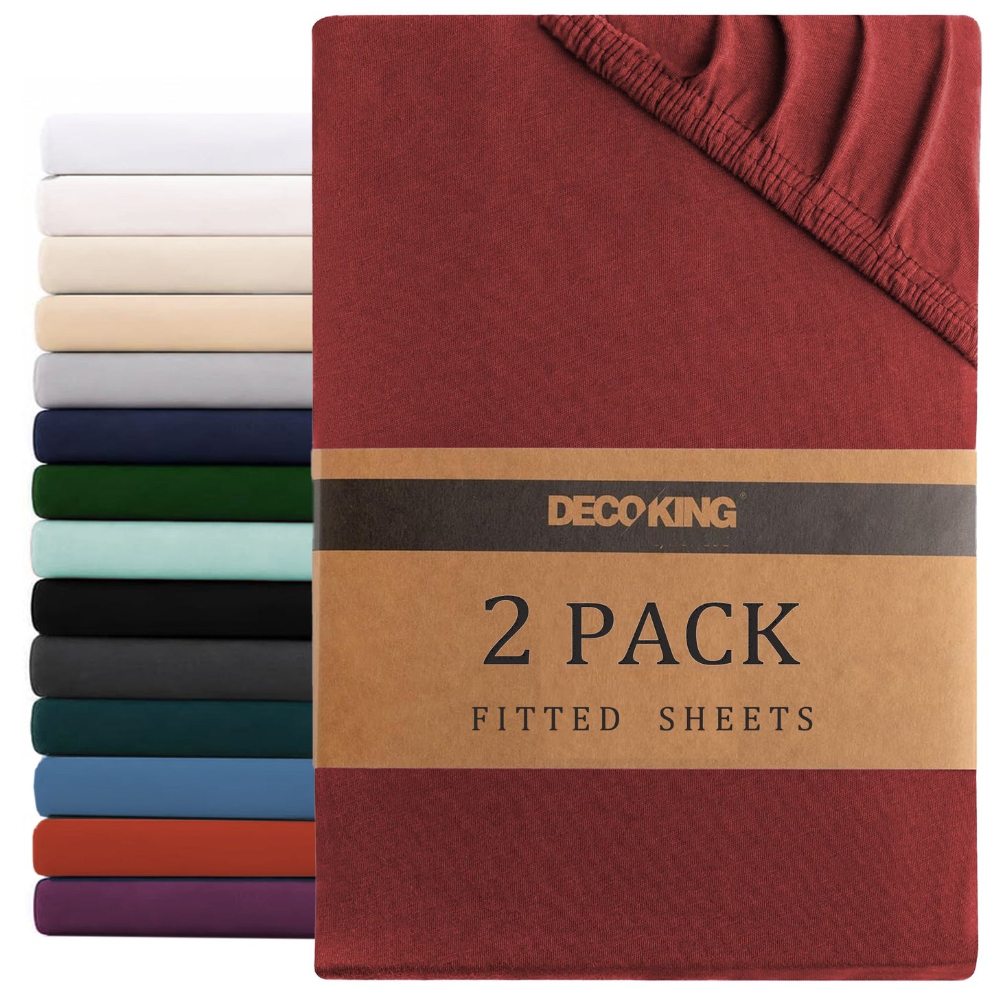 Hotel Quality Fitted sheets - 2 Piece Fitted sheets  -Breathable Bedding - Wrinkle, Fade, Stain Resistant- 26inch/40cm Deep Pocket Fitted Bed Sheet-Wrinkle and Fade Resistant,(Red,Single)