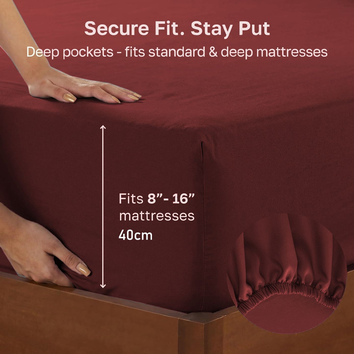 Hotel Quality Fitted sheets - 2 Piece Fitted sheets  -Breathable Bedding - Wrinkle, Fade, Stain Resistant- 26inch/40cm Deep Pocket Fitted Bed Sheet-Wrinkle and Fade Resistant,(Red,Single)