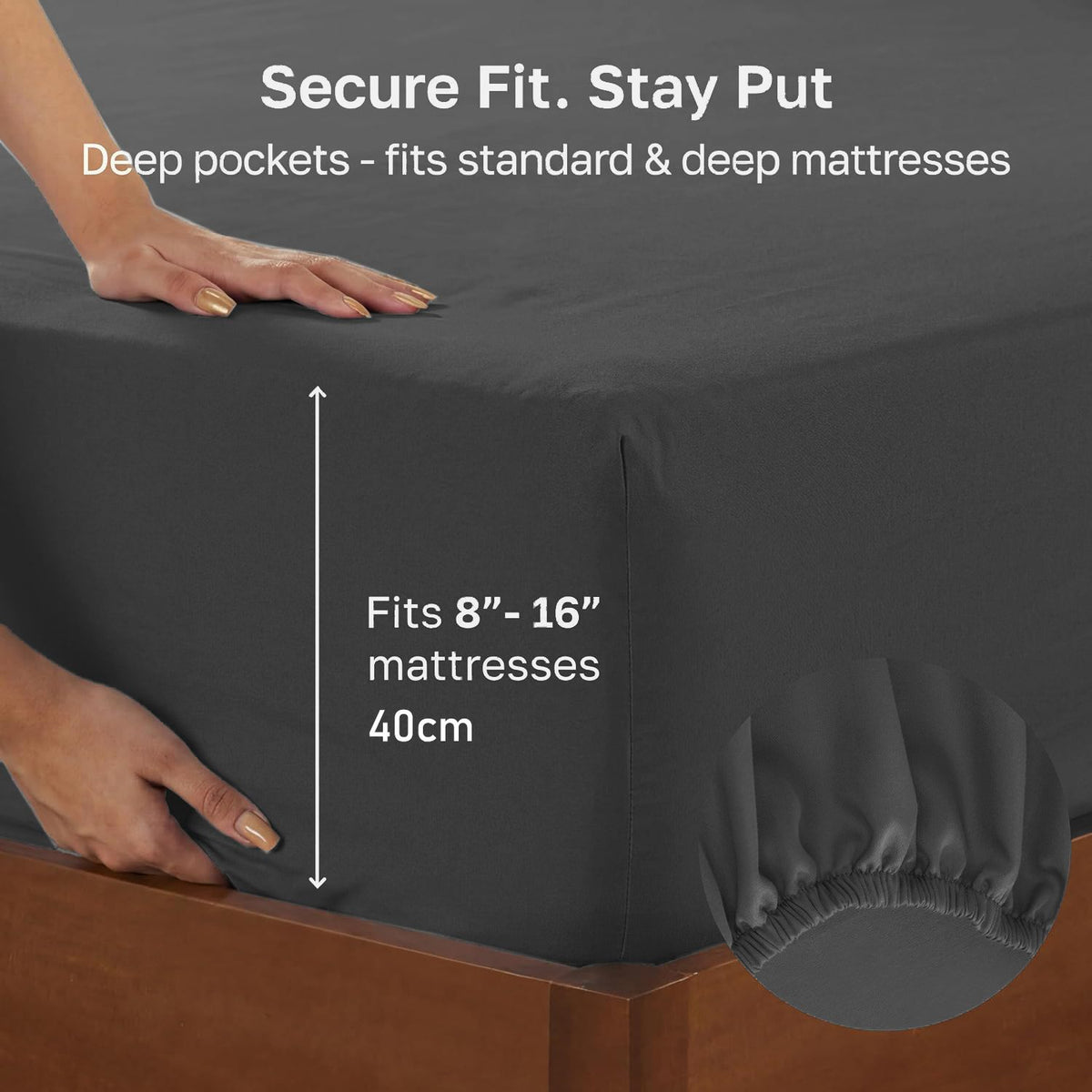 Hotel Quality Fitted sheets - 2 Piece Fitted sheets  -Breathable Bedding - Wrinkle, Fade, Stain Resistant- 26inch/40cm Deep Pocket Fitted Bed Sheet-Wrinkle and Fade Resistant,(Dark gray,Single)