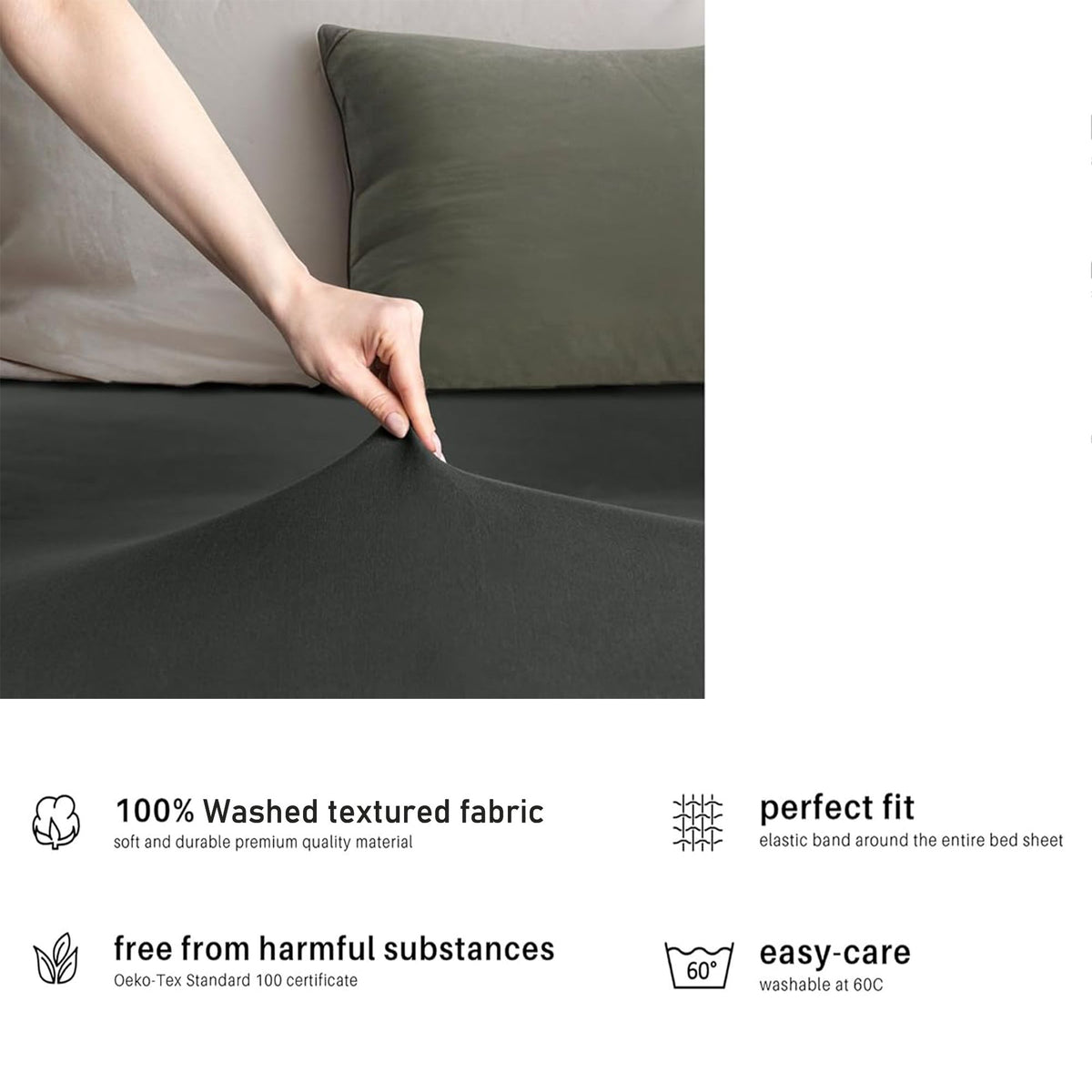Hotel Quality Fitted sheets - 2 Piece Fitted sheets  -Breathable Bedding - Wrinkle, Fade, Stain Resistant- 26inch/40cm Deep Pocket Fitted Bed Sheet-Wrinkle and Fade Resistant,(Dark gray,Single)