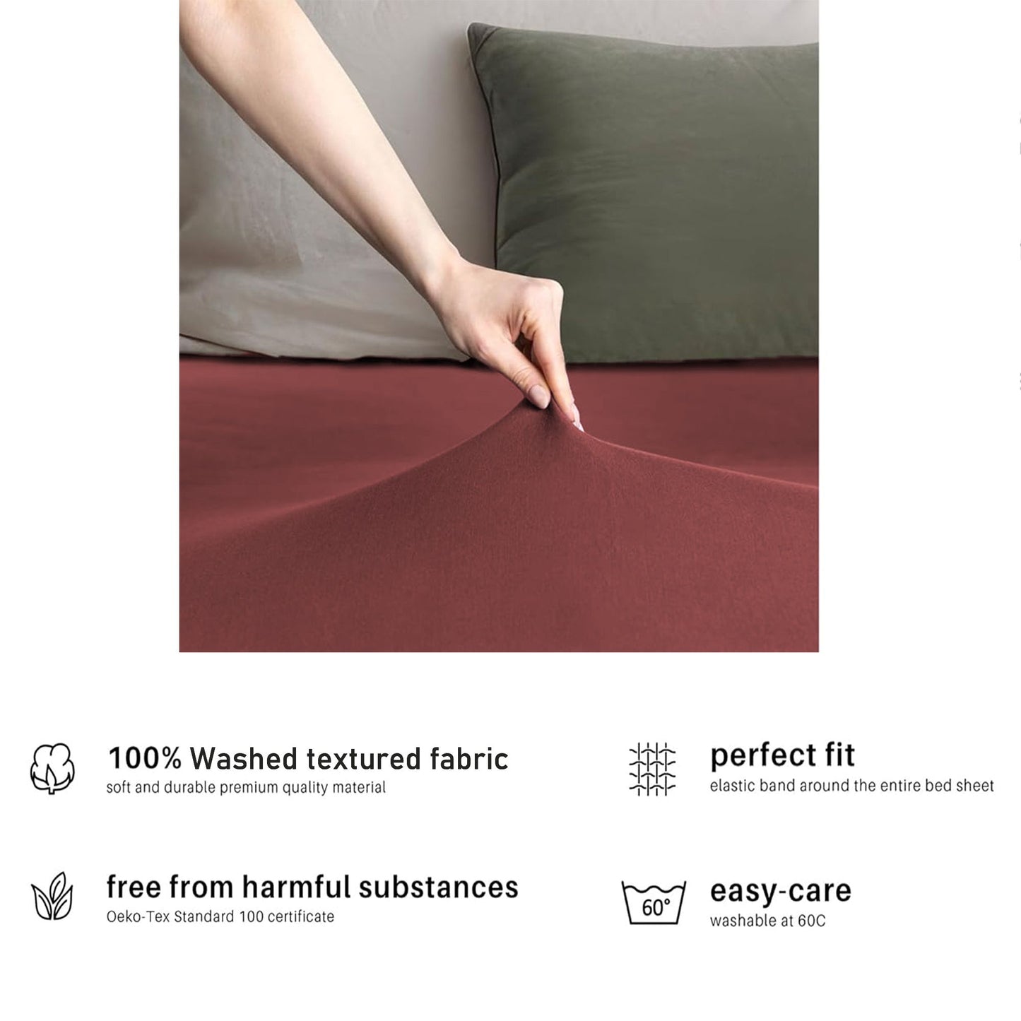 Hotel Quality Fitted sheets - 2 Piece Fitted sheets  -Breathable Bedding - Wrinkle, Fade, Stain Resistant- 26inch/40cm Deep Pocket Fitted Bed Sheet-Wrinkle and Fade Resistant,(Red,Super King)