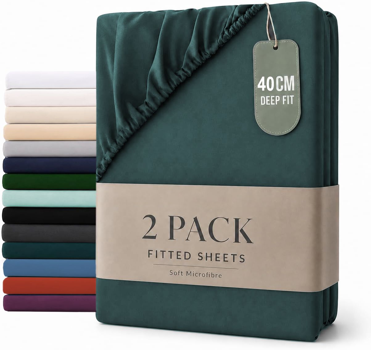 Hotel Quality Fitted sheets - 2 Piece Fitted sheets  -Breathable Bedding - Wrinkle, Fade, Stain Resistant- 26inch/40cm Deep Pocket Fitted Bed Sheet-Wrinkle and Fade Resistant,(Biscay blue,Super King)