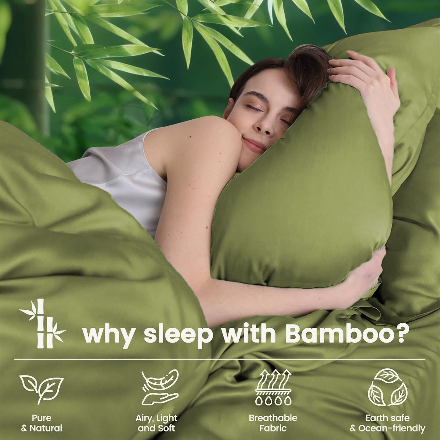 4 Piece Ultra Soft Bamboo Breathable Sheet Set -Hotel 2000TC Breathable Bed Sheets Set with 37 Centimetre Deep Pocket-Breathable Sheets for Hot Sleepers(Olive green,King)