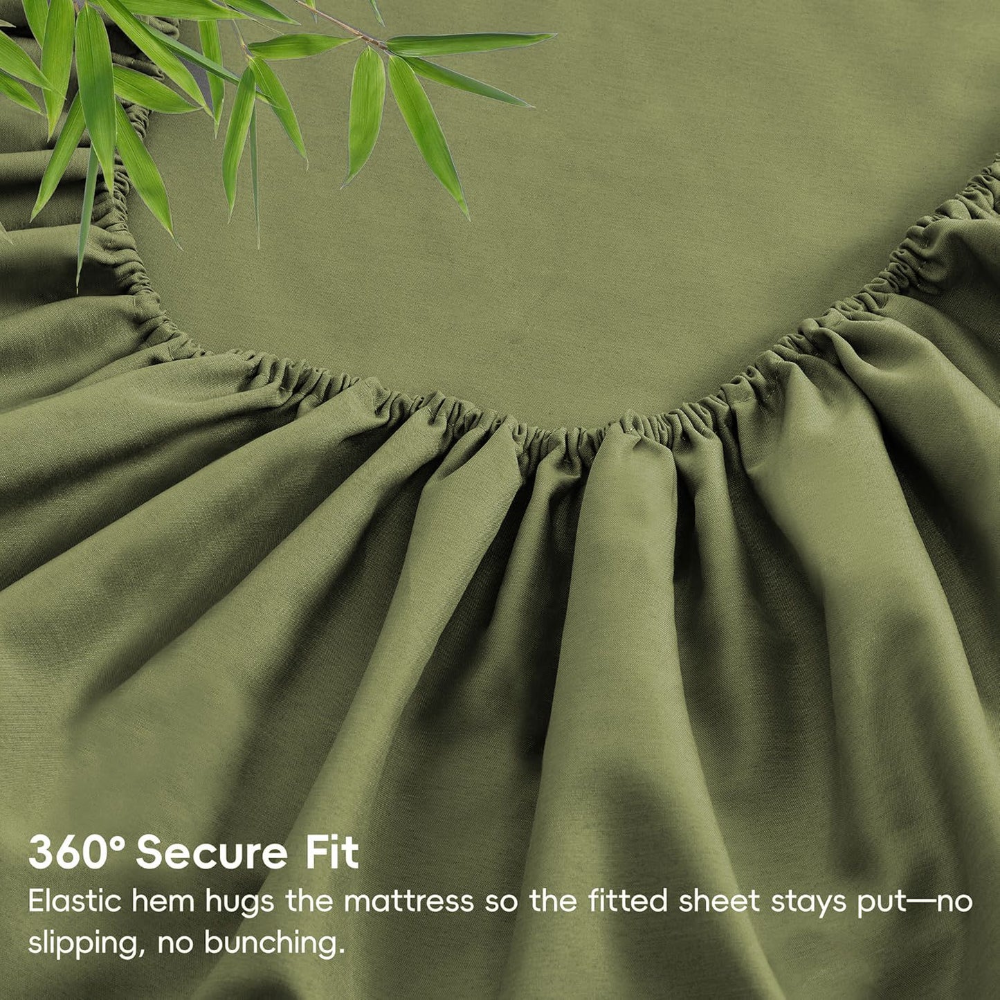 4 Piece Ultra Soft Bamboo Breathable Sheet Set -Hotel 2000TC Breathable Bed Sheets Set with 37 Centimetre Deep Pocket-Breathable Sheets for Hot Sleepers(Olive green,King)