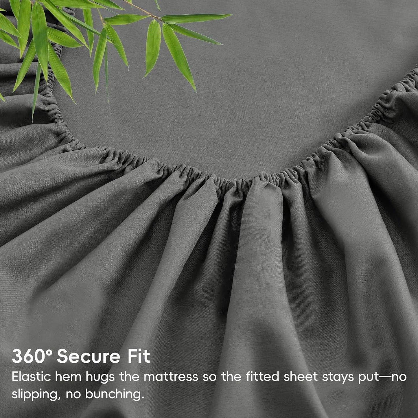 3 Piece Ultra Soft Bamboo Breathable Sheet Set -Hotel 2000TC Breathable Bed Sheets Set with 37 Centimetre Deep Pocket-Breathable Sheets for Hot Sleepers(Grey,King Single)