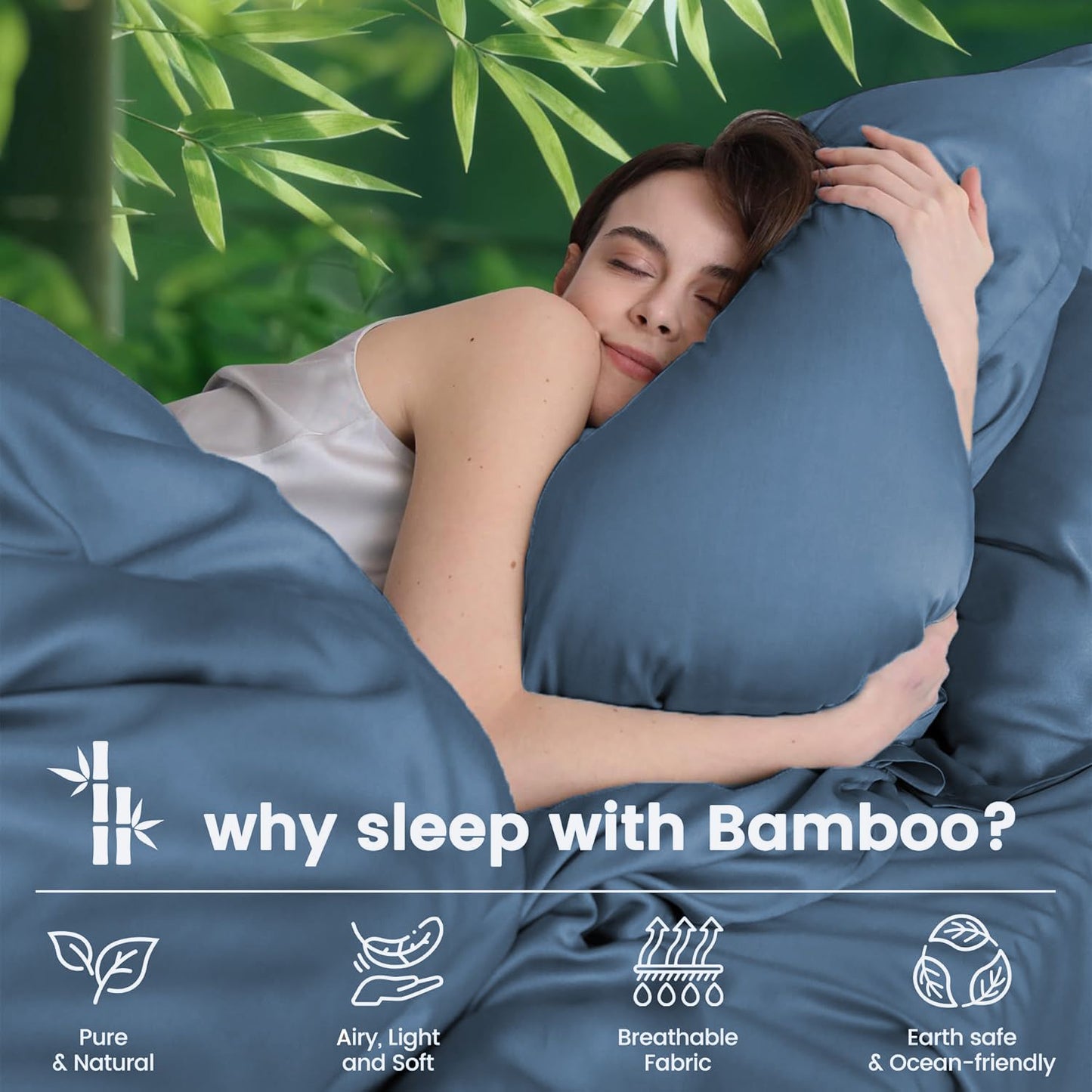 3 Piece Ultra Soft Bamboo Breathable Sheet Set -Hotel 2000TC Breathable Bed Sheets Set with 37 Centimetre Deep Pocket-Breathable Sheets for Hot Sleepers(Navy,King Single)