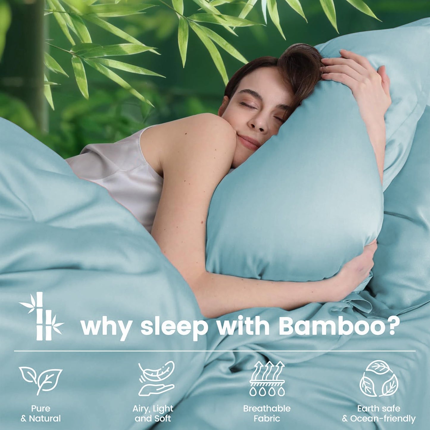 3 Piece Ultra Soft Bamboo Breathable Sheet Set -Hotel 2000TC Breathable Bed Sheets Set with 37 Centimetre Deep Pocket-Breathable Sheets for Hot Sleepers(Sky Blue,King Single)