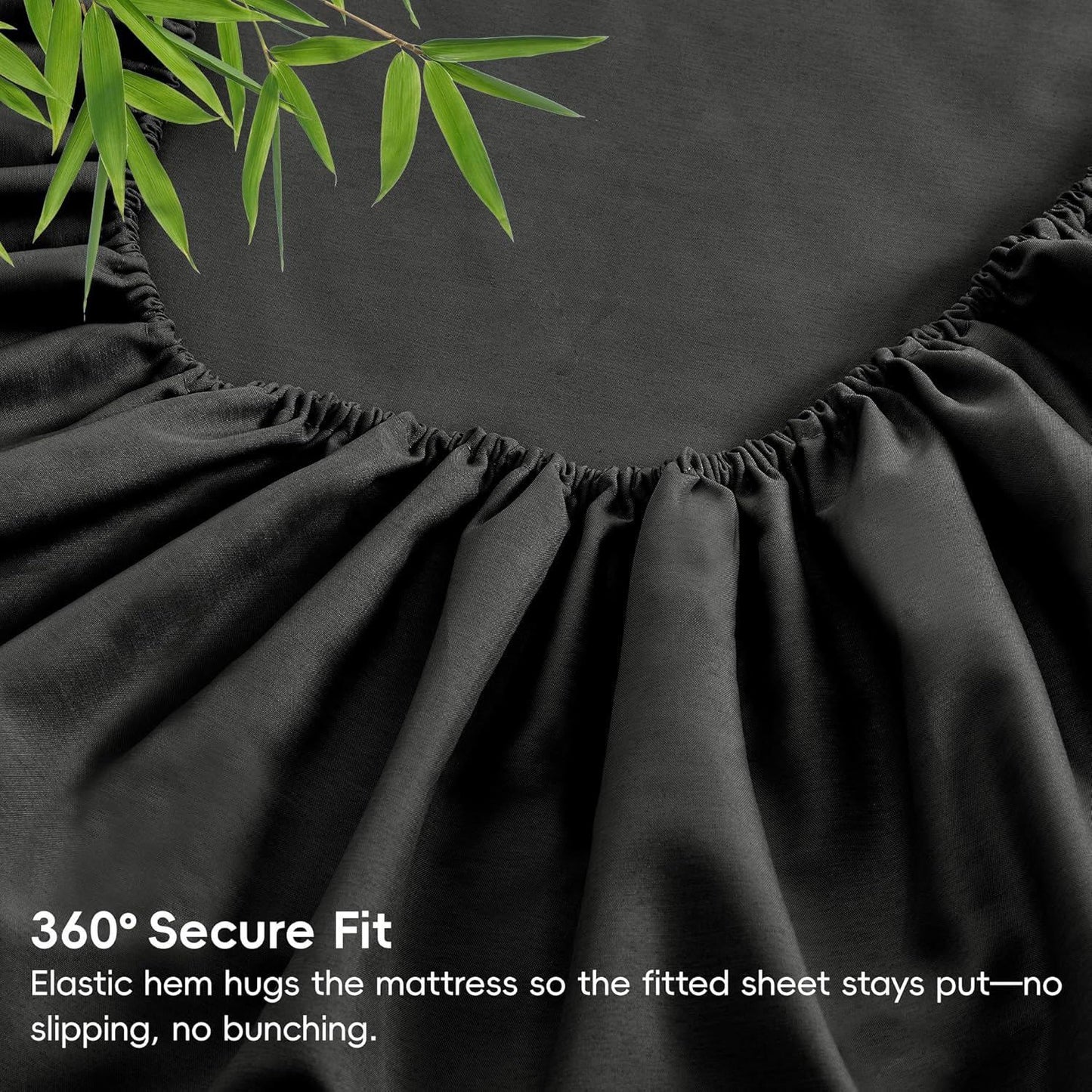 4 Piece Ultra Soft Bamboo Breathable Sheet Set -Hotel 2000TC Breathable Bed Sheets Set with 37 Centimetre Deep Pocket-Breathable Sheets for Hot Sleepers(Black,Queen)