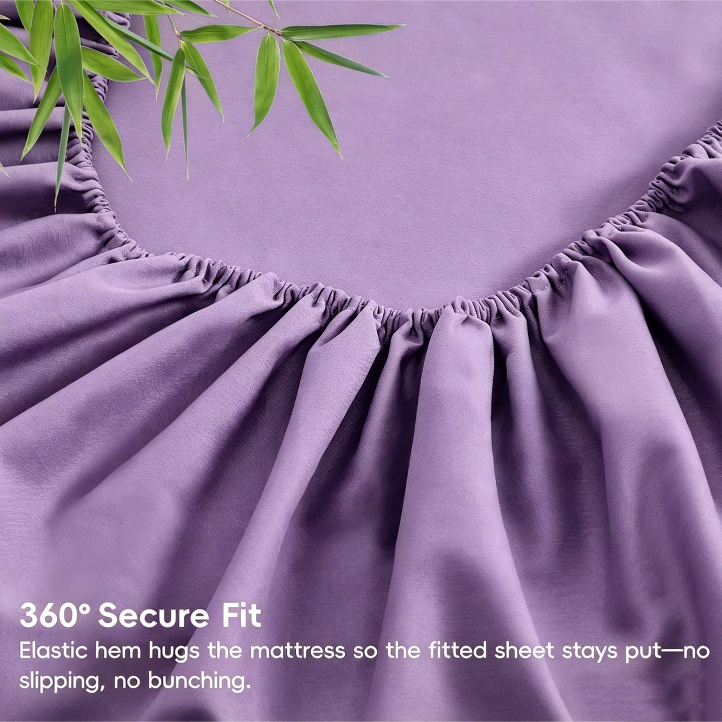 4 Piece Ultra Soft Bamboo Breathable Sheet Set -Hotel 2000TC Breathable Bed Sheets Set with 37 Centimetre Deep Pocket-Breathable Sheets for Hot Sleepers(Purple,Queen)
