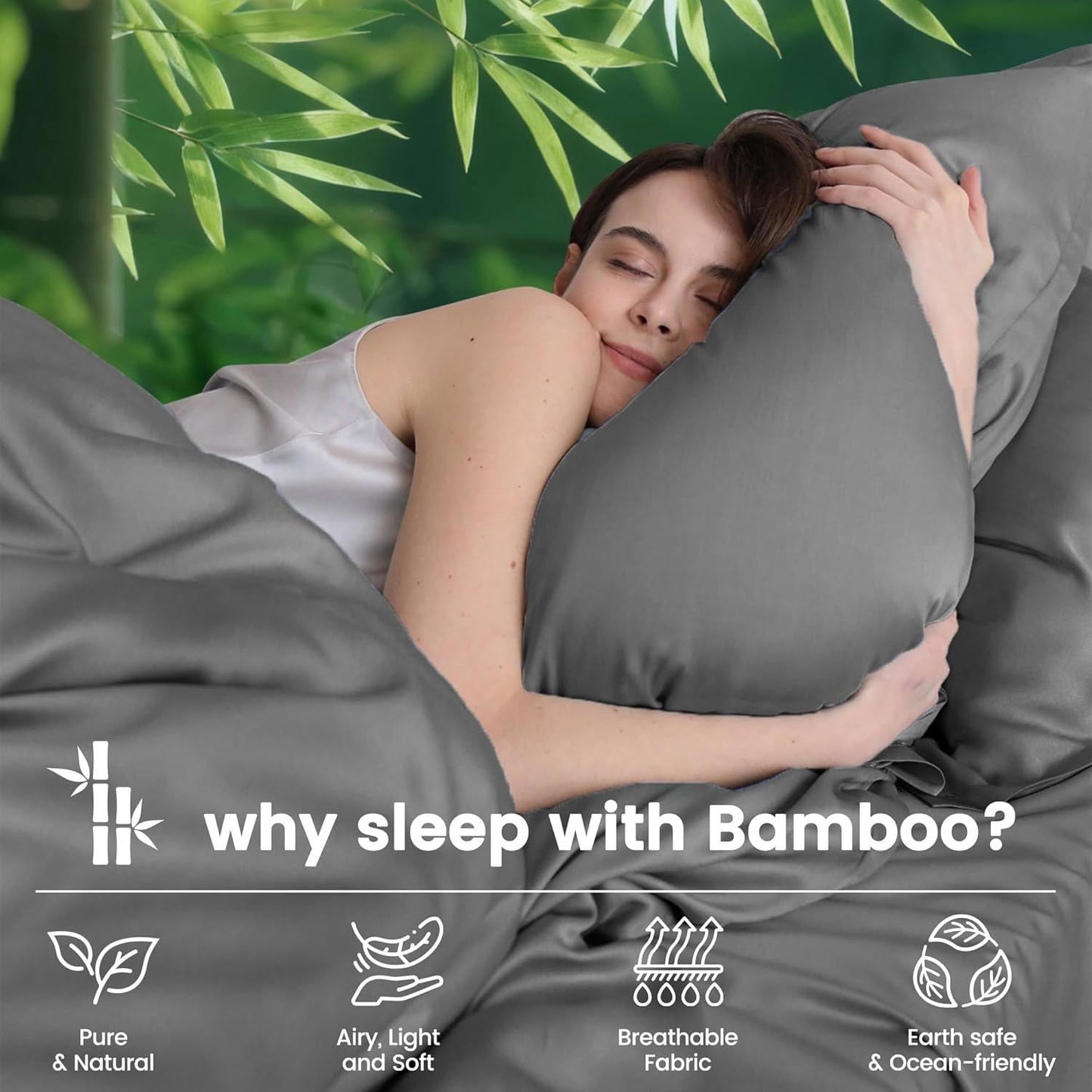 3 Piece Ultra Soft Bamboo Breathable Sheet Set -Hotel 2000TC Breathable Bed Sheets Set with 37 Centimetre Deep Pocket-Breathable Sheets for Hot Sleepers(Grey,Single)