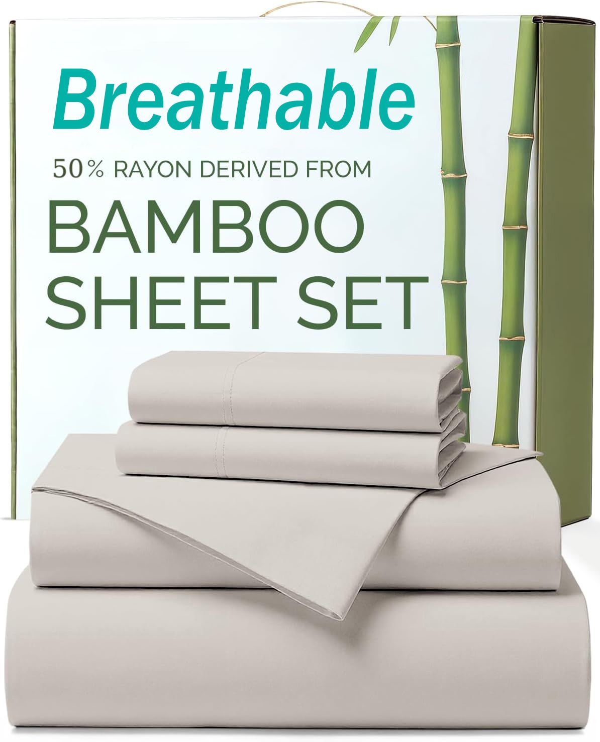 3 Piece Ultra Soft Bamboo Breathable Sheet Set -Hotel 2000TC Breathable Bed Sheets Set with 37 Centimetre Deep Pocket-Breathable Sheets for Hot Sleepers(Silver-gray,Single)