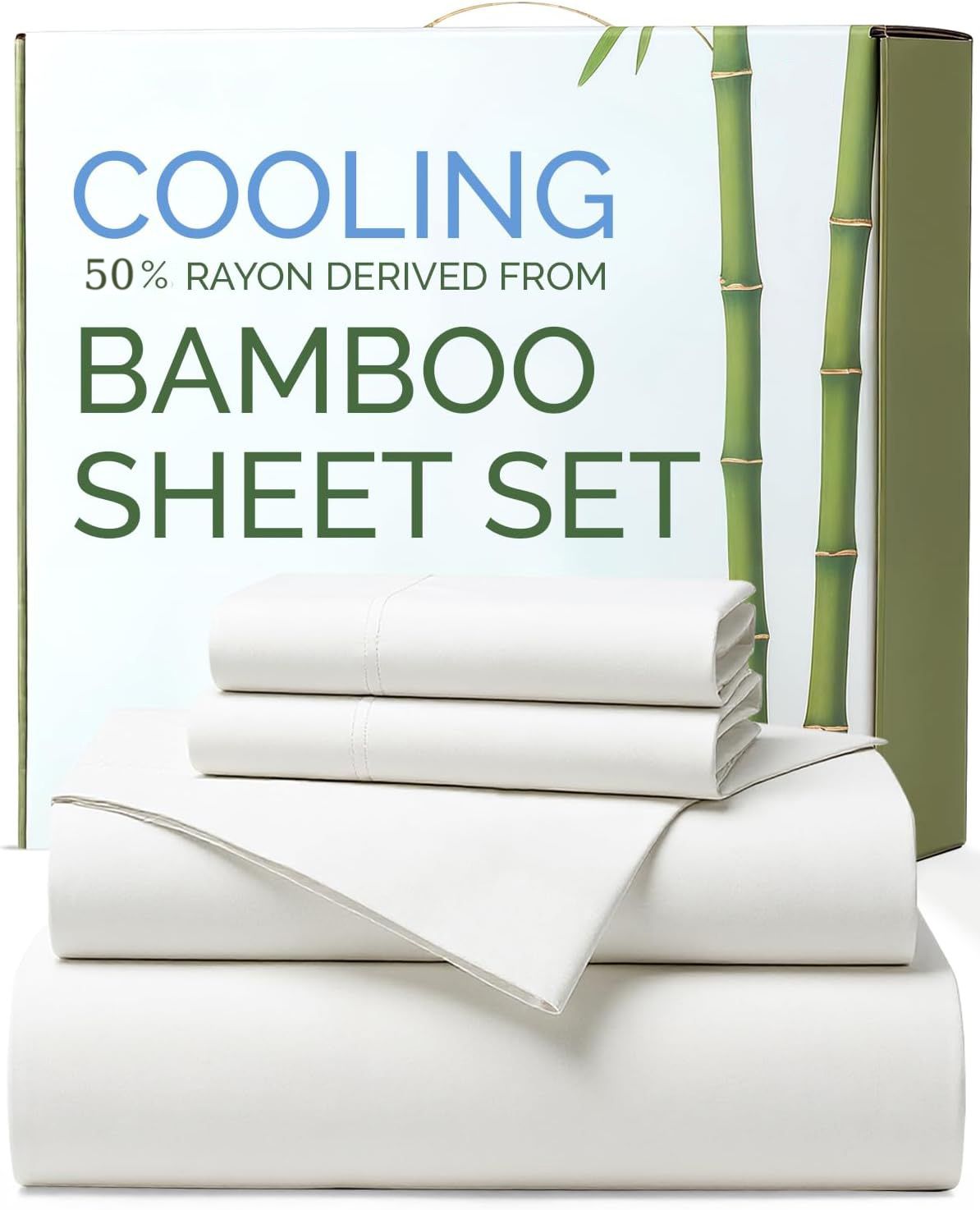 4 Piece Ultra Soft Bamboo Breathable Sheet Set -Hotel 2000TC Breathable Bed Sheets Set with 40 Centimetre Deep Pocket-Breathable Sheets for Hot Sleepers(White,Super King)