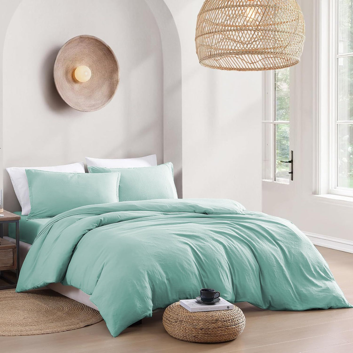Hotel Soft Microfiber Duvet Cover Set-2000TC Quilt Cover Set & Pillowcases -1 Donna Cover Zipper Closure & 1 x Pillowcases-Breathable Bedding - Wrinkle, Fade, Stain Resistant(Ice Blue,Double)