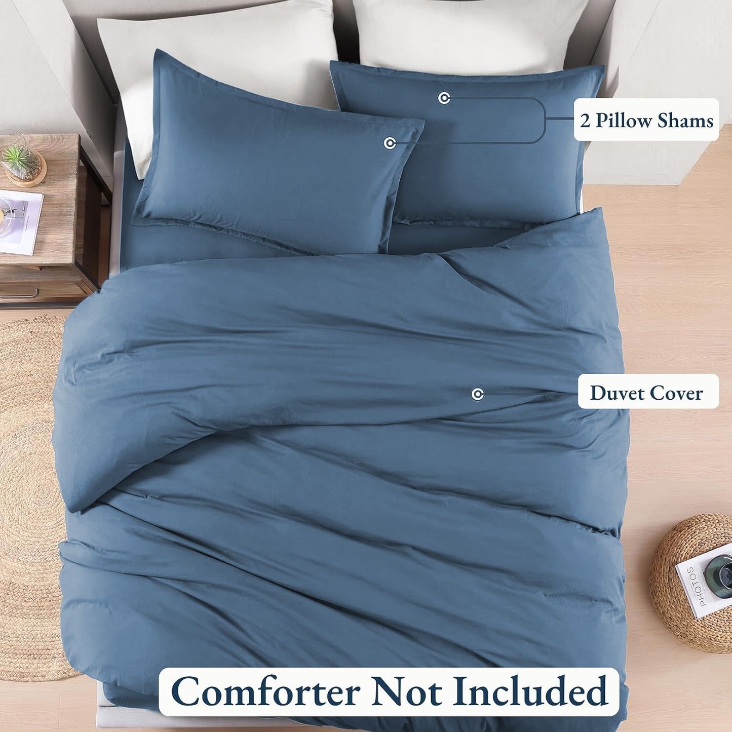 Hotel Soft Microfiber Duvet Cover Set-2000TC Quilt Cover Set & Pillowcases -1 Donna Cover Zipper Closure & 1 x Pillowcases-Breathable Bedding - Wrinkle, Fade, Stain Resistant(Ocean,Double)