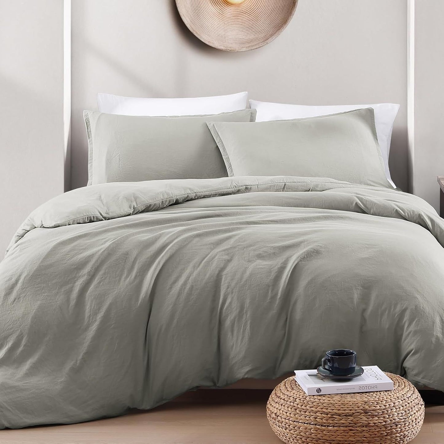 Hotel Soft Microfiber Duvet Cover Set-2000TC Quilt Cover Set & Pillowcases -1 Donna Cover Zipper Closure & 1 x Pillowcases-Breathable Bedding - Wrinkle, Fade, Stain Resistant(Grey,Double)