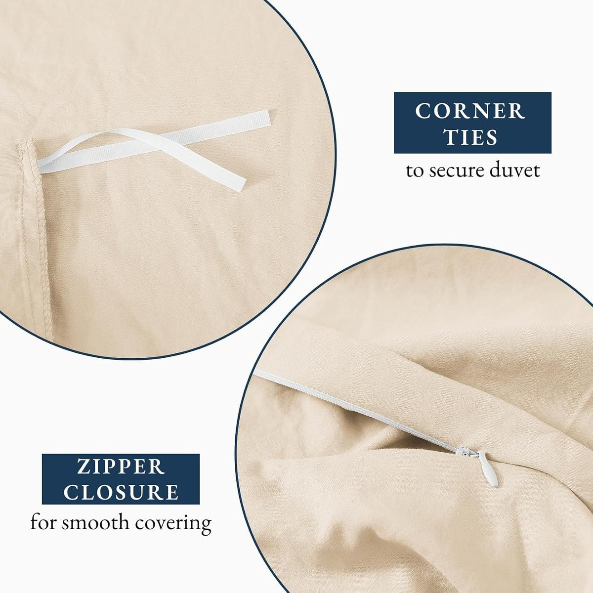 Hotel Soft Microfiber Duvet Cover Set-2000TC Quilt Cover Set & Pillowcases -1 Donna Cover Zipper Closure & 1 x Pillowcases-Breathable Bedding - Wrinkle, Fade, Stain Resistant(Cream White,Double)