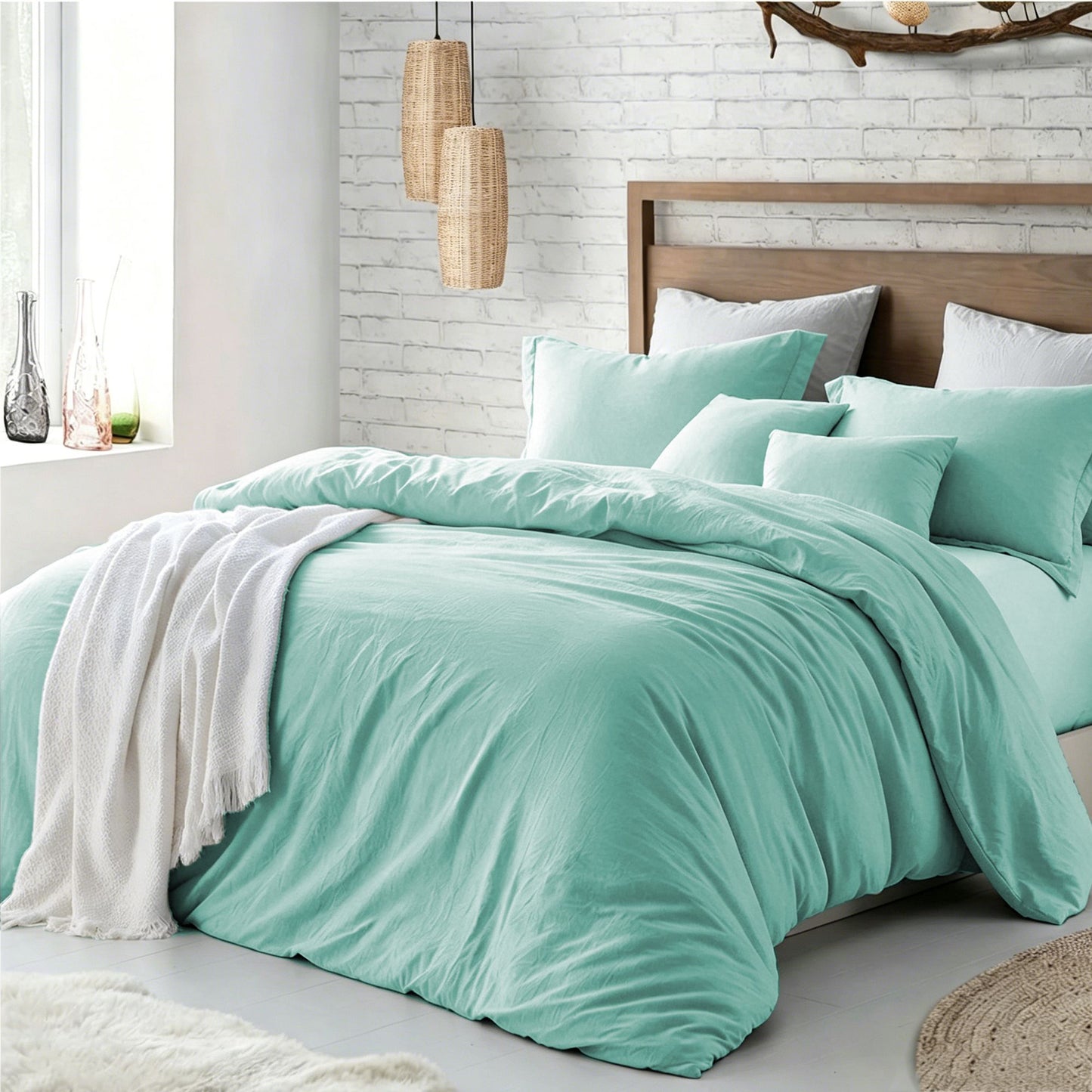 Hotel Soft Microfiber Duvet Cover Set-2000TC Quilt Cover Set & Pillowcases -1 Donna Cover Zipper Closure & 1 x Pillowcases-Breathable Bedding - Wrinkle, Fade, Stain Resistant(Ice Blue,King)