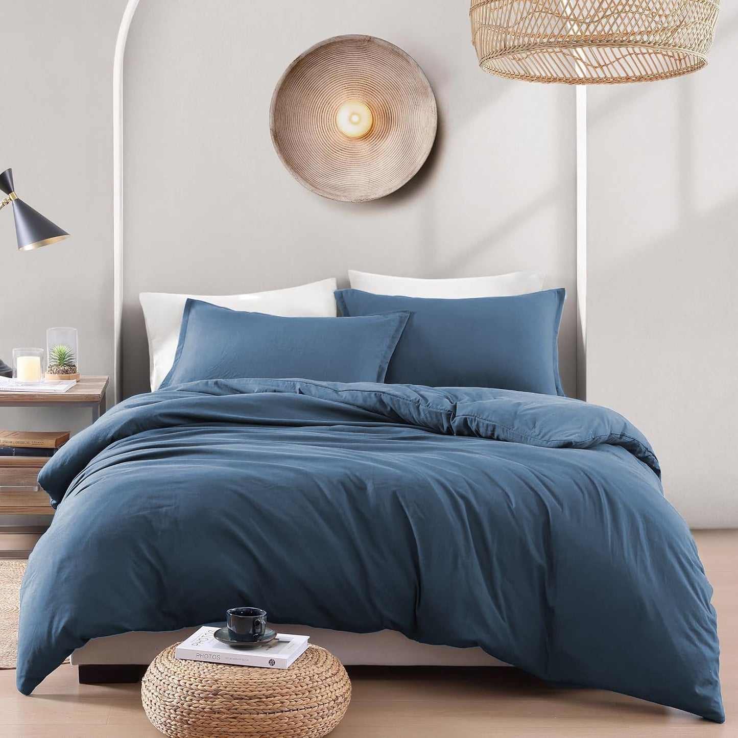 Hotel Soft Microfiber Duvet Cover Set-2000TC Quilt Cover Set & Pillowcases -1 Donna Cover Zipper Closure & 1 x Pillowcases-Breathable Bedding - Wrinkle, Fade, Stain Resistant(Ocean,King)