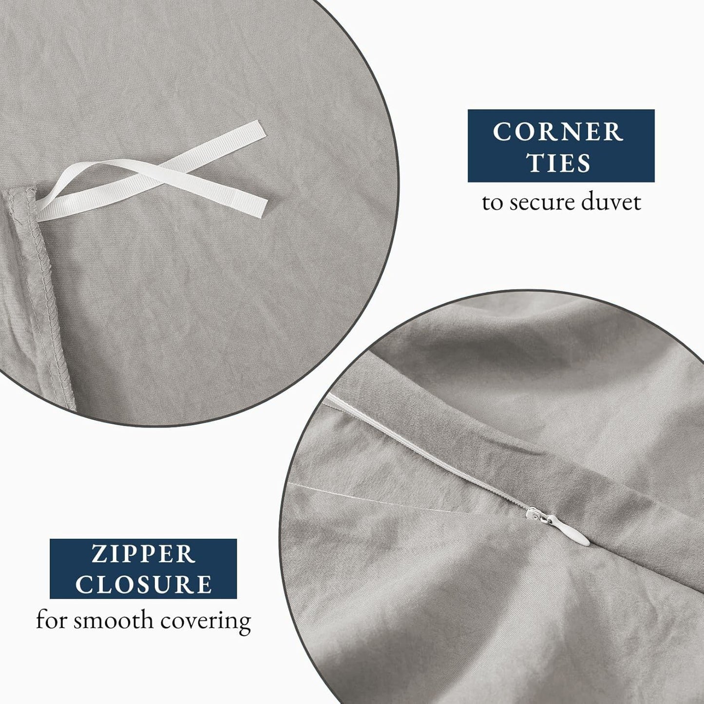 Hotel Soft Microfiber Duvet Cover Set-2000TC Quilt Cover Set & Pillowcases -1 Donna Cover Zipper Closure & 1 x Pillowcases-Breathable Bedding - Wrinkle, Fade, Stain Resistant(Silver-gray,King)