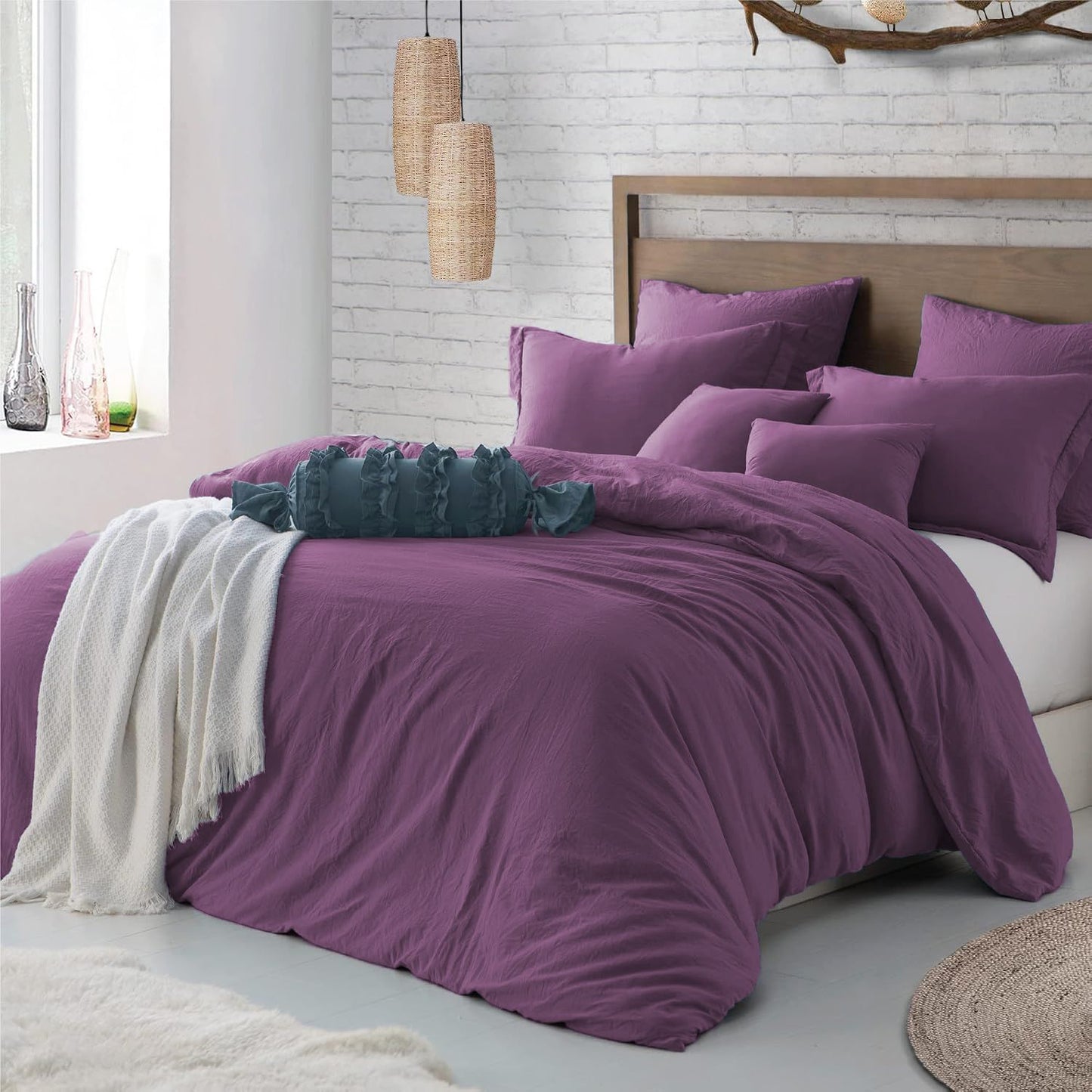 Hotel Soft Microfiber Duvet Cover Set-2000TC Quilt Cover Set & Pillowcases -1 Donna Cover Zipper Closure & 1 x Pillowcases-Breathable Bedding - Wrinkle, Fade, Stain Resistant(Purple,King)