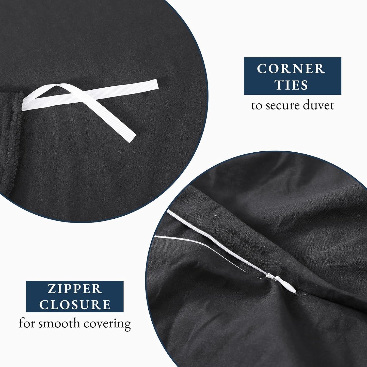 Hotel Soft Microfiber Duvet Cover Set-2000TC Quilt Cover Set & Pillowcases -1 Donna Cover Zipper Closure & 1 x Pillowcases-Breathable Bedding - Wrinkle, Fade, Stain Resistant(Black,King Single)
