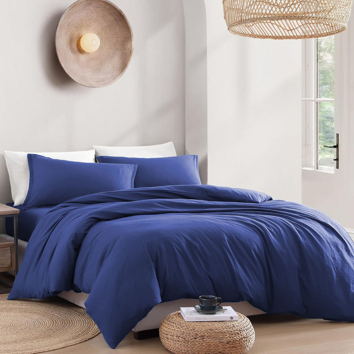 Hotel Soft Microfiber Duvet Cover Set-2000TC Quilt Cover Set & Pillowcases -1 Donna Cover Zipper Closure & 1 x Pillowcases-Breathable Bedding - Wrinkle, Fade, Stain Resistant(Royal blue,King Single)