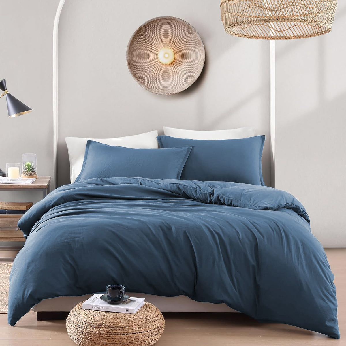 Hotel Soft Microfiber Duvet Cover Set-2000TC Quilt Cover Set & Pillowcases -1 Donna Cover Zipper Closure & 1 x Pillowcases-Breathable Bedding - Wrinkle, Fade, Stain Resistant(Ocean,King Single)