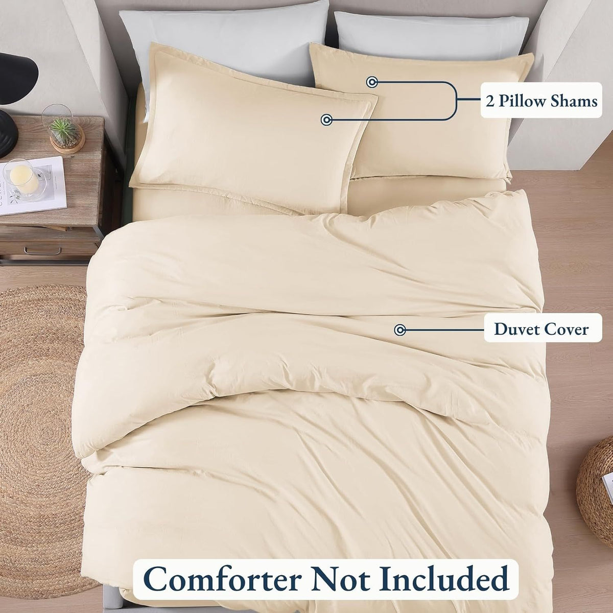 Hotel Soft Microfiber Duvet Cover Set-2000TC Quilt Cover Set & Pillowcases -1 Donna Cover Zipper Closure & 1 x Pillowcases-Breathable Bedding - Wrinkle, Fade, Stain Resistant(Cream White,King Single)
