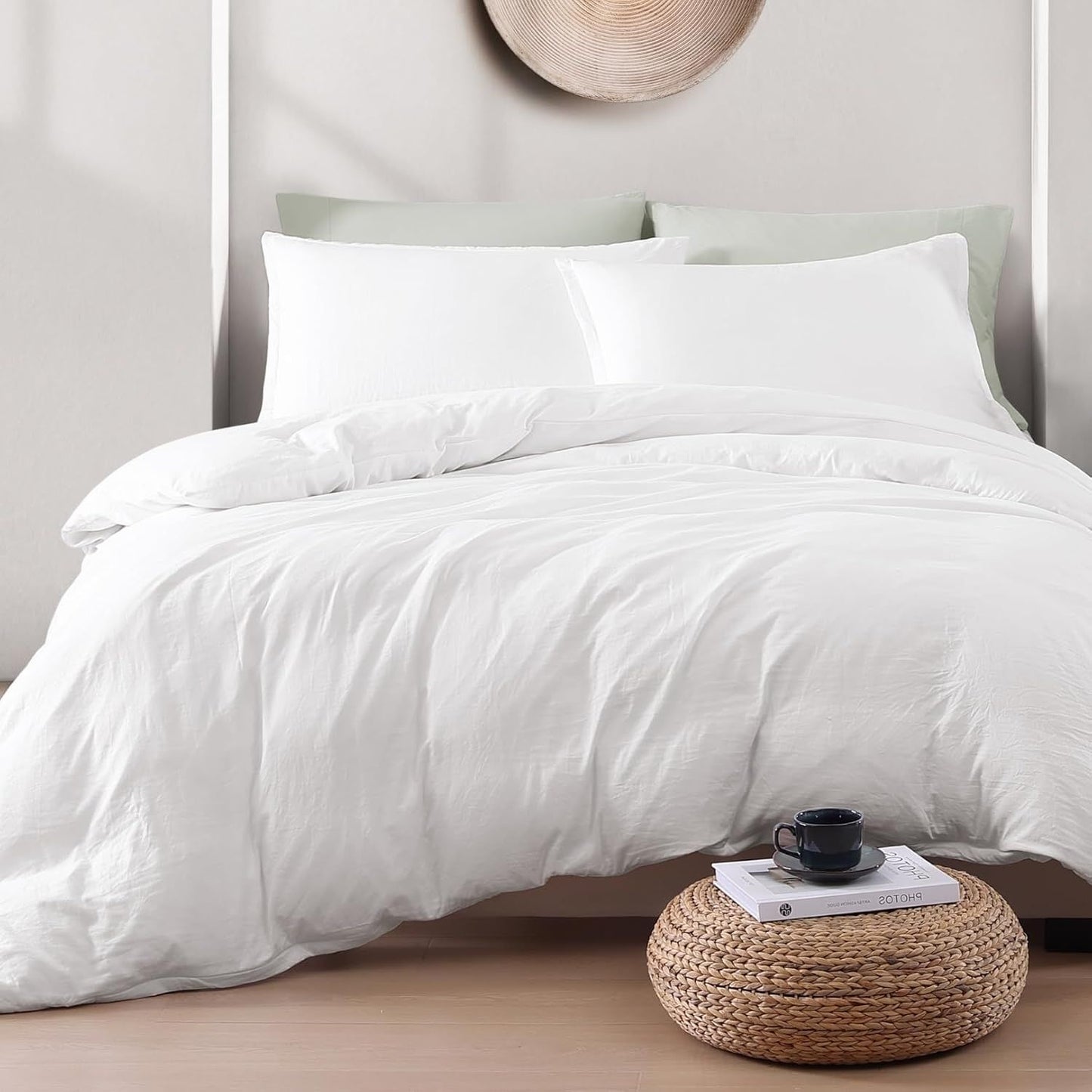 Hotel Soft Microfiber Duvet Cover Set-2000TC Quilt Cover Set & Pillowcases -1 Donna Cover Zipper Closure & 1 x Pillowcases-Breathable Bedding - Wrinkle, Fade, Stain Resistant(White,Queen)