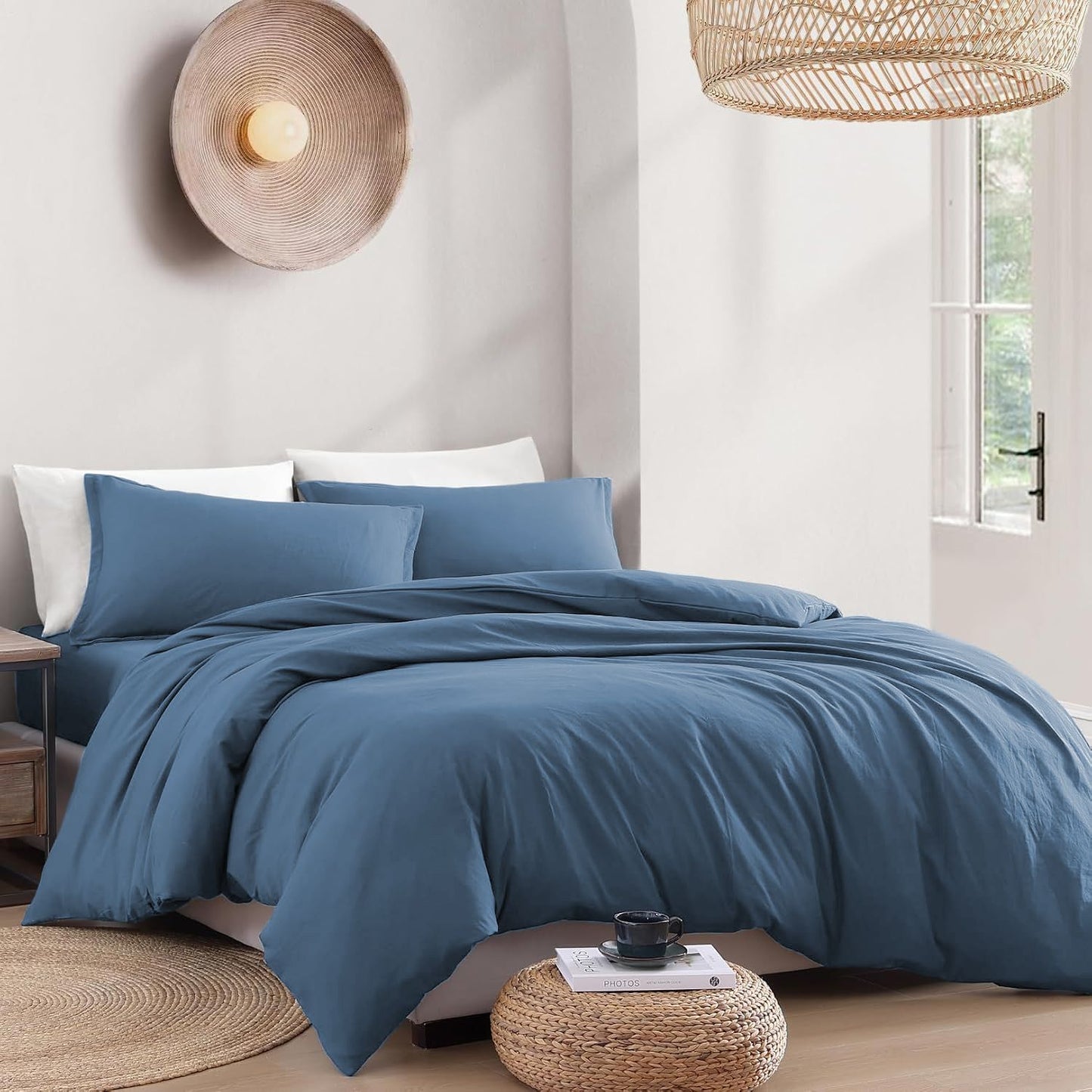 Hotel Soft Microfiber Duvet Cover Set-2000TC Quilt Cover Set & Pillowcases -1 Donna Cover Zipper Closure & 1 x Pillowcases-Breathable Bedding - Wrinkle, Fade, Stain Resistant(Ocean,Queen)
