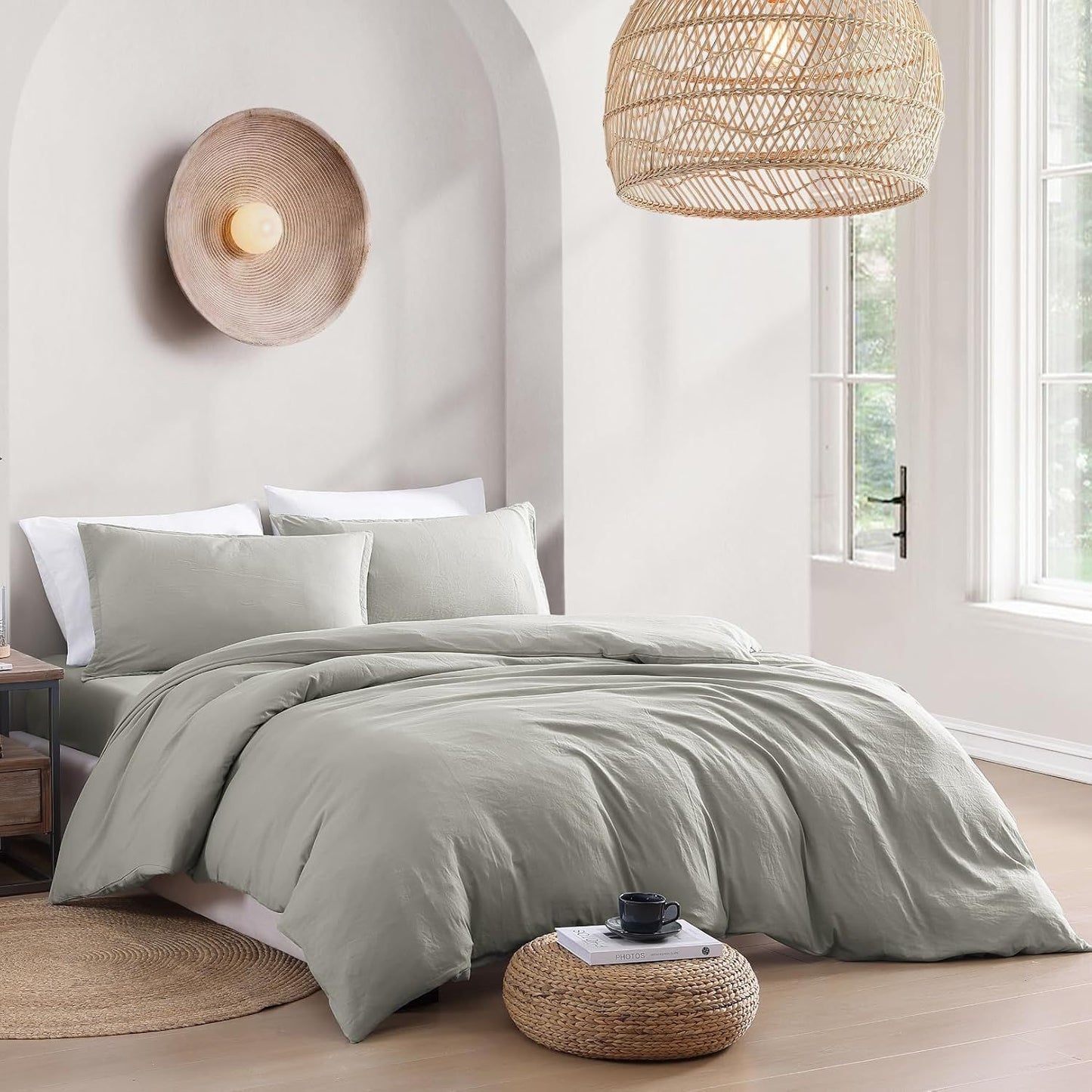 Hotel Soft Microfiber Duvet Cover Set-2000TC Quilt Cover Set & Pillowcases -1 Donna Cover Zipper Closure & 1 x Pillowcases-Breathable Bedding - Wrinkle, Fade, Stain Resistant(Grey,Queen)