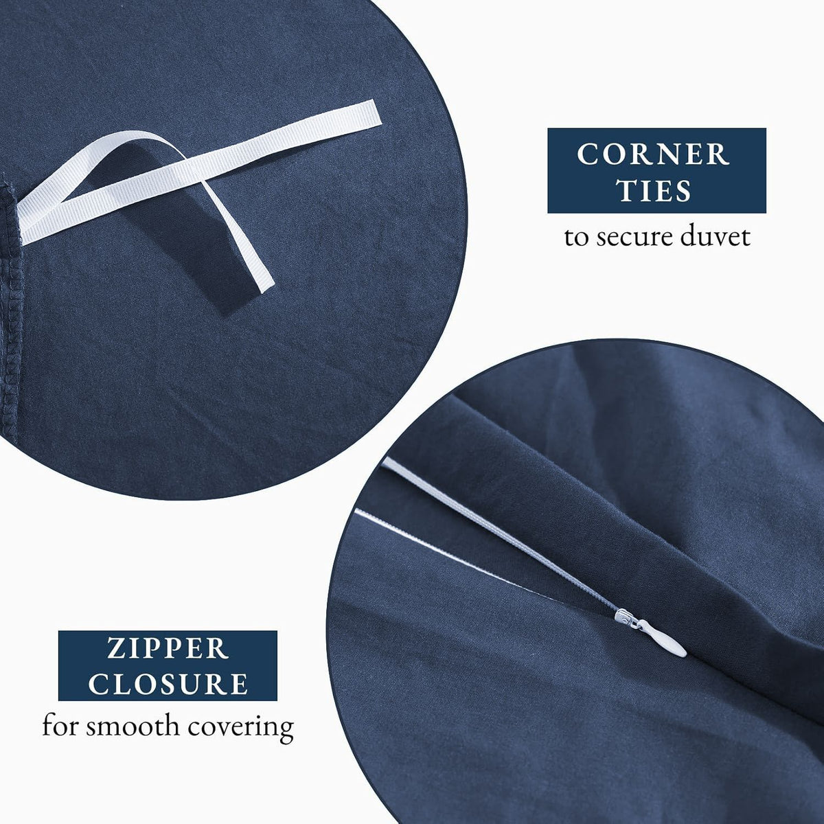 Hotel Soft Microfiber Duvet Cover Set-2000TC Quilt Cover Set & Pillowcases -1 Donna Cover Zipper Closure & 1 x Pillowcases-Breathable Bedding - Wrinkle, Fade, Stain Resistant(Navy,Queen)