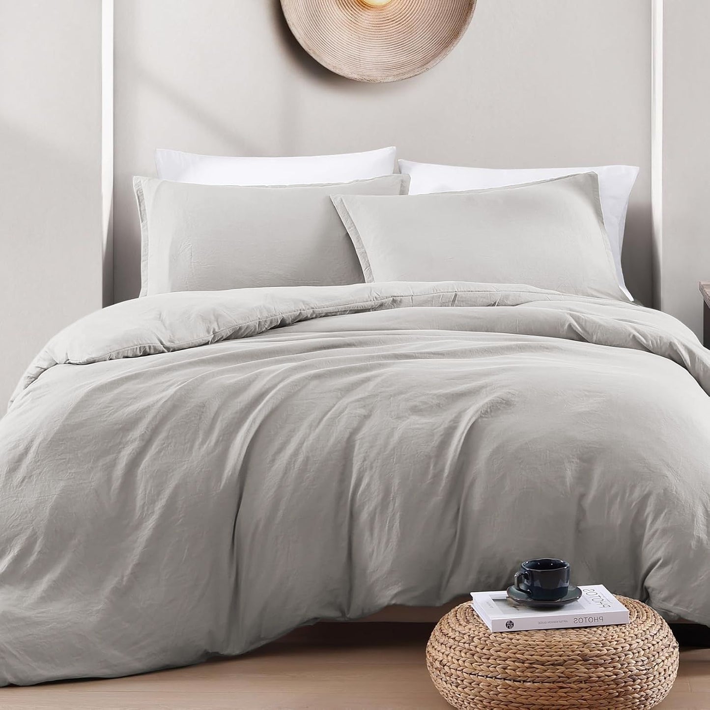 Hotel Soft Microfiber Duvet Cover Set-2000TC Quilt Cover Set & Pillowcases -1 Donna Cover Zipper Closure & 1 x Pillowcases-Breathable Bedding - Wrinkle, Fade, Stain Resistant(Silver-gray,Queen)