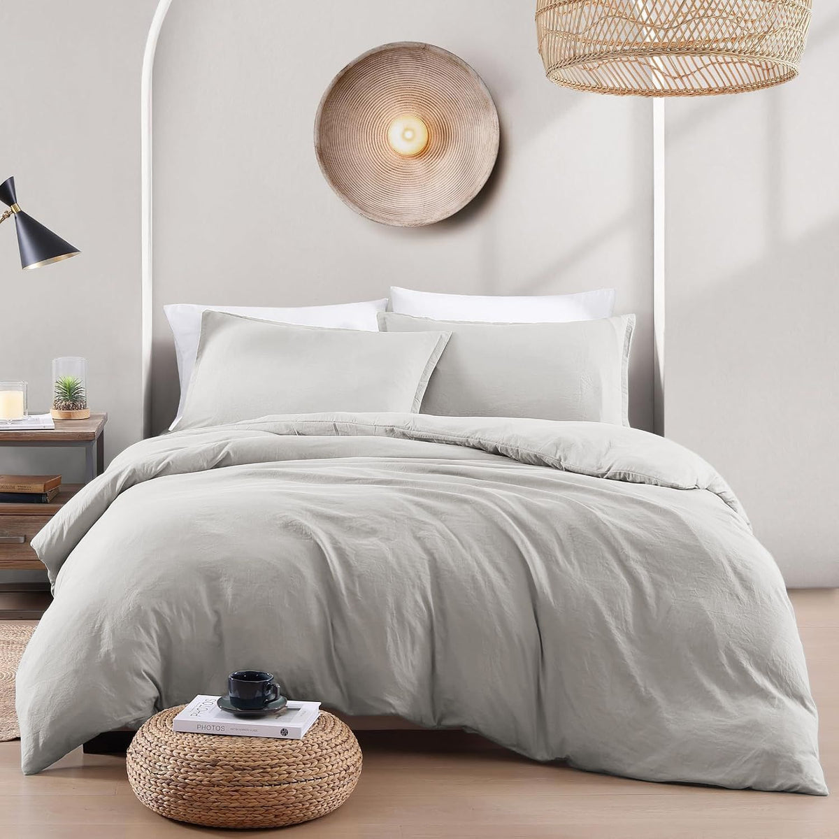 Hotel Soft Microfiber Duvet Cover Set-2000TC Quilt Cover Set & Pillowcases -1 Donna Cover Zipper Closure & 1 x Pillowcases-Breathable Bedding - Wrinkle, Fade, Stain Resistant(Silver-gray,Single)