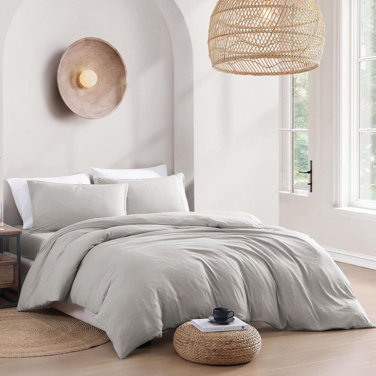 Hotel Soft Microfiber Duvet Cover Set-2000TC Quilt Cover Set & Pillowcases -1 Donna Cover Zipper Closure & 1 x Pillowcases-Breathable Bedding - Wrinkle, Fade, Stain Resistant(Silver-gray,Single)