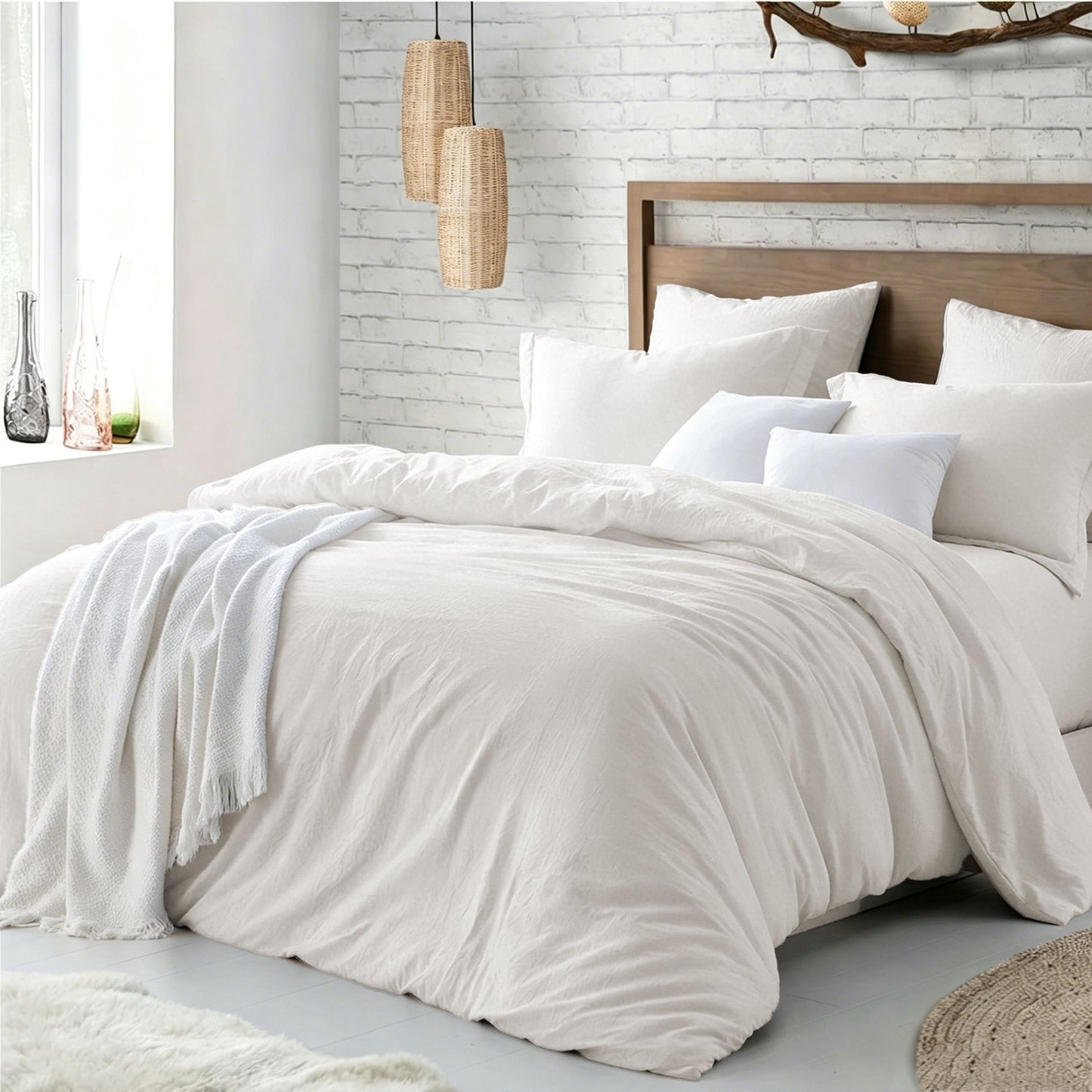 Hotel Soft Microfiber Duvet Cover Set-2000TC Quilt Cover Set & Pillowcases -1 Donna Cover Zipper Closure & 1 x Pillowcases-Breathable Bedding - Wrinkle, Fade, Stain Resistant(Raw white,Super King)