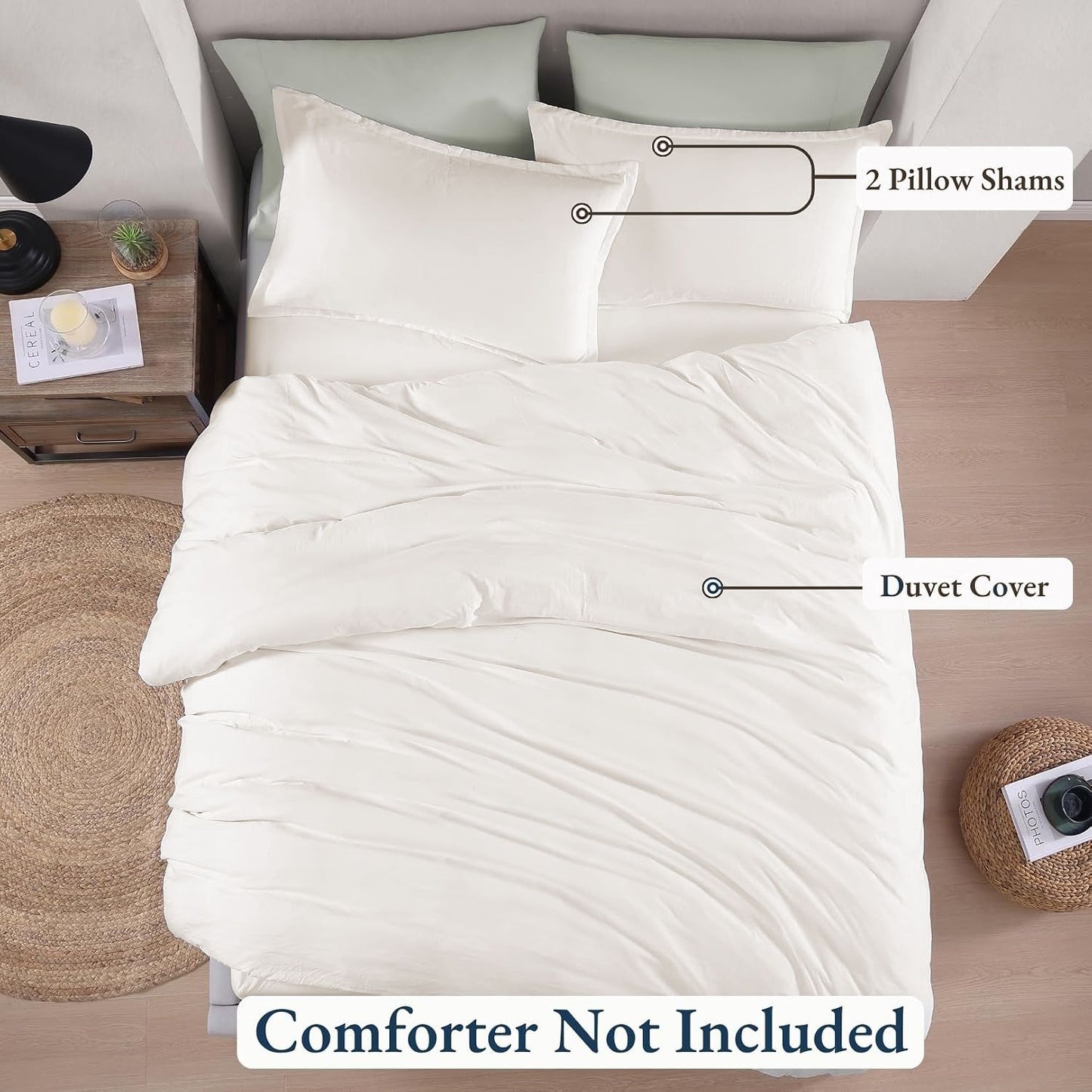 Hotel Soft Microfiber Duvet Cover Set-2000TC Quilt Cover Set & Pillowcases -1 Donna Cover Zipper Closure & 1 x Pillowcases-Breathable Bedding - Wrinkle, Fade, Stain Resistant(Raw white,Super King)