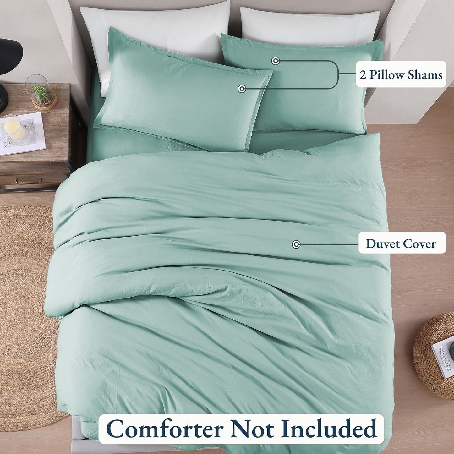 Hotel Soft Microfiber Duvet Cover Set-2000TC Quilt Cover Set & Pillowcases -1 Donna Cover Zipper Closure & 1 x Pillowcases-Breathable Bedding - Wrinkle, Fade, Stain Resistant(Ice Blue,Super King)