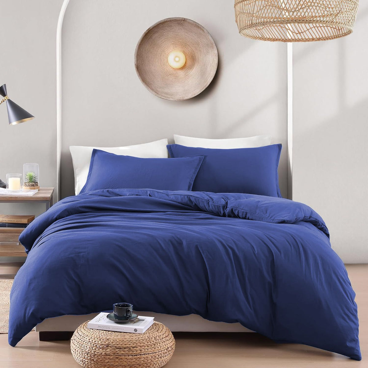 Hotel Soft Microfiber Duvet Cover Set-2000TC Quilt Cover Set & Pillowcases -1 Donna Cover Zipper Closure & 1 x Pillowcases-Breathable Bedding - Wrinkle, Fade, Stain Resistant(Royal blue,Super King)