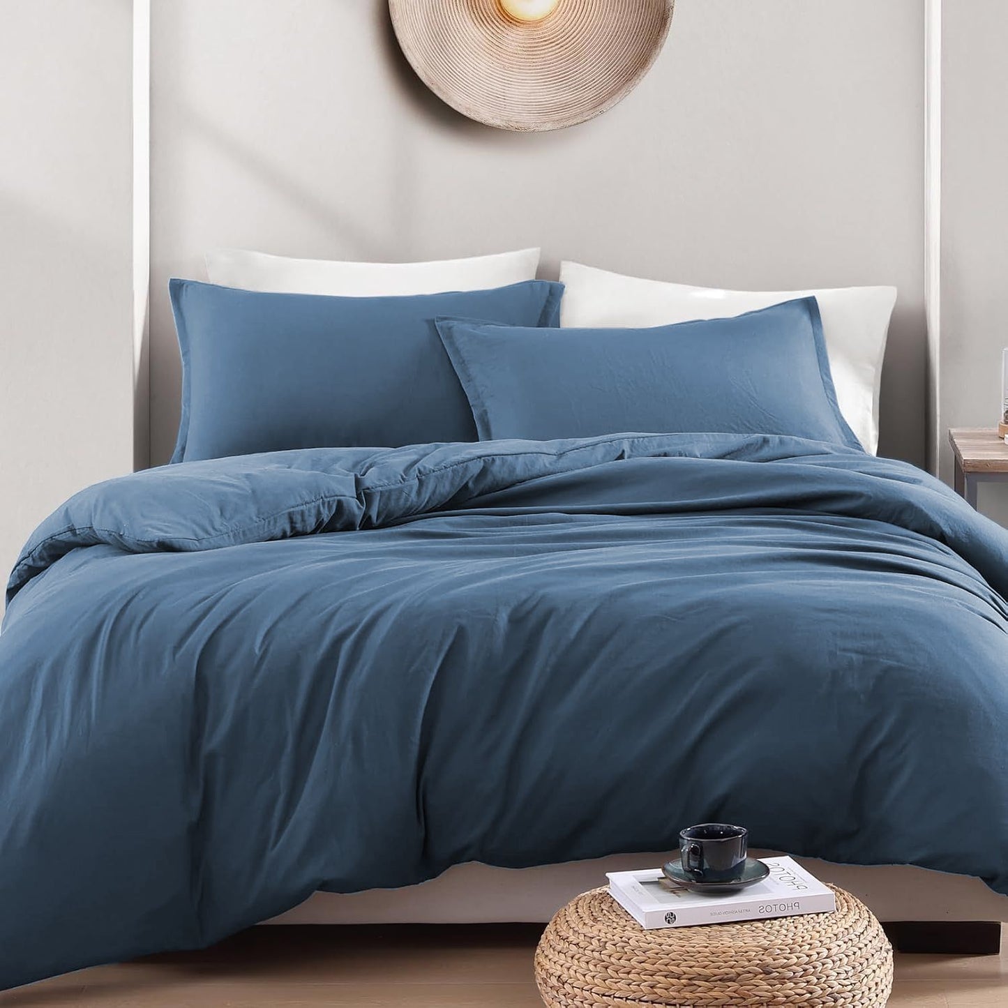 Hotel Soft Microfiber Duvet Cover Set-2000TC Quilt Cover Set & Pillowcases -1 Donna Cover Zipper Closure & 1 x Pillowcases-Breathable Bedding - Wrinkle, Fade, Stain Resistant(Ocean,Super King)