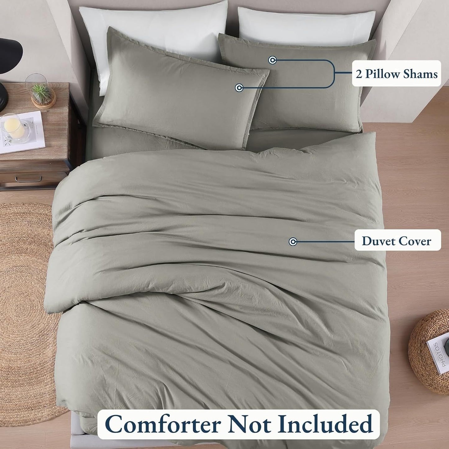 Hotel Soft Microfiber Duvet Cover Set-2000TC Quilt Cover Set & Pillowcases -1 Donna Cover Zipper Closure & 1 x Pillowcases-Breathable Bedding - Wrinkle, Fade, Stain Resistant(Grey,Super King)