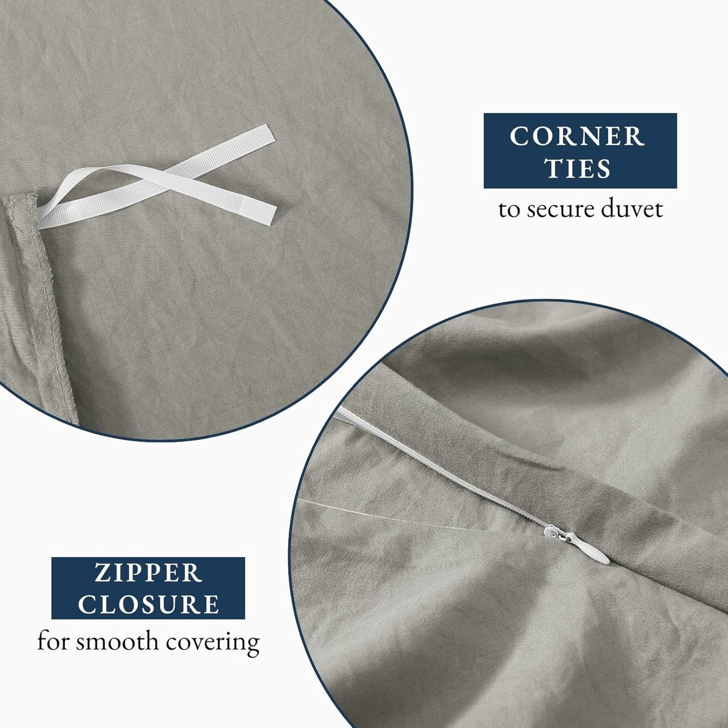 Hotel Soft Microfiber Duvet Cover Set-2000TC Quilt Cover Set & Pillowcases -1 Donna Cover Zipper Closure & 1 x Pillowcases-Breathable Bedding - Wrinkle, Fade, Stain Resistant(Grey,Super King)