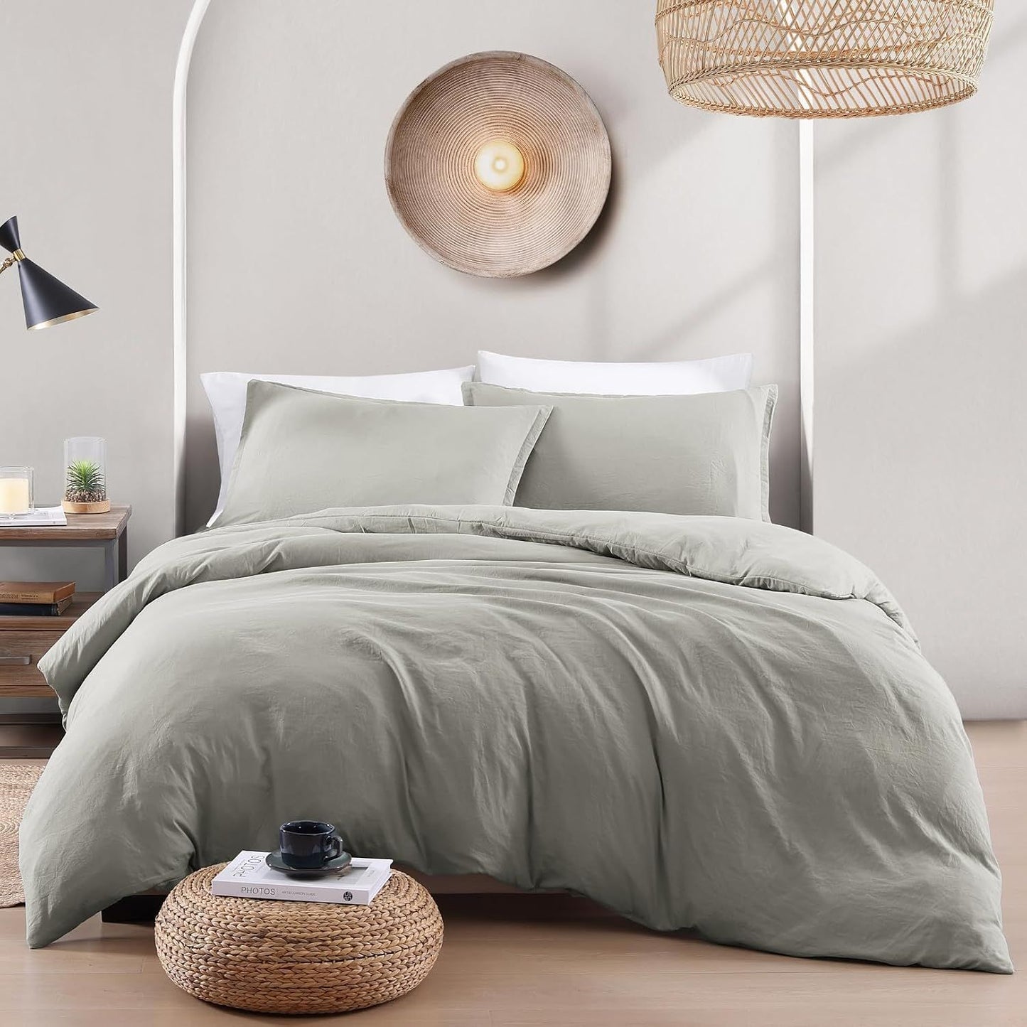 Hotel Soft Microfiber Duvet Cover Set-2000TC Quilt Cover Set & Pillowcases -1 Donna Cover Zipper Closure & 1 x Pillowcases-Breathable Bedding - Wrinkle, Fade, Stain Resistant(Grey,Super King)